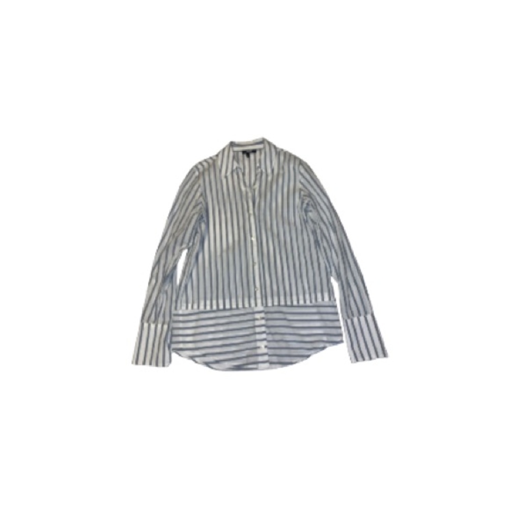 PAIGE Long Blue and White Striped Button Down Blouse - Women’s Size XS